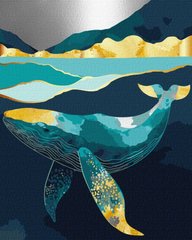 Фото Картина за номерами Витончений кит з фарбами металік extra ©art_selena_ua (KH6522) Ідейка від інтернет-магазину картин-розмальовок Sylarozumu.com.ua