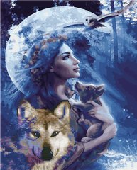 Фото Алмазна картина Дівчина з вовками (BGZS1171) від інтернет-магазину картин-розмальовок Sylarozumu.com.ua