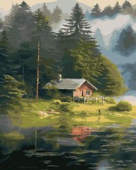 Фото Картина за номерами Будиночок біля озера (ANG651) (Без коробки) від інтернет-магазину картин-розмальовок Sylarozumu.com.ua