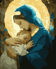 Фото Картина за номерами Марія та Ісус (з золотими фарбами) (PN0335) Artissimo (Без коробки) від інтернет-магазину картин-розмальовок Sylarozumu.com.ua
