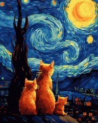 Фото Розмальовки за номерами Коти зоряної ночі (NIK-N595) від інтернет-магазину картин-розмальовок Sylarozumu.com.ua
