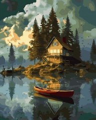Фото Полотно для малювання Будиночок на озері (ANG709) (Без коробки) від інтернет-магазину картин-розмальовок Sylarozumu.com.ua