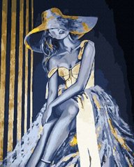 Фото Картина за номерами Дівчина в капелюсі (золоті фарби) (JX1084) (Без коробки) від інтернет-магазину картин-розмальовок Sylarozumu.com.ua