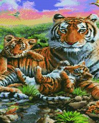 Фото Картина мозаїка Сім'я тигрів НікіТошка (GJ6193) від інтернет-магазину рукоділля Sylarozumu.com.ua