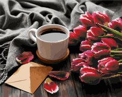 Фото Алмазна картина Тюльпани до кави (BGZS1205) від інтернет-магазину картин-розмальовок Sylarozumu.com.ua