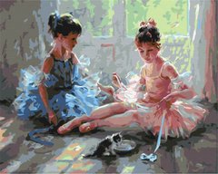 Фото Полотно для малювання Балерини з кошеням (BS51984) (Без коробки) від інтернет-магазину картин-розмальовок Sylarozumu.com.ua