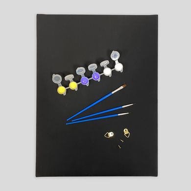 "Сімейні долоньки" Набір для створення відбитків на чорному підрамнику (золота та фіолетова фарби)