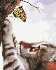 Фото Полотно для малювання Кот і метелик (AS0413) ArtStory від інтернет-магазину картин-розмальовок Sylarozumu.com.ua