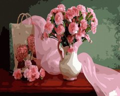 Фото Картина по цифрам Рожеві гвоздики (NIK-T00099) від інтернет-магазину картин-розмальовок Sylarozumu.com.ua