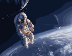 Фото Картина за номерами Космонавт у галактиці (SR-GS362) Strateg (Без коробки) від інтернет-магазину картин-розмальовок Sylarozumu.com.ua