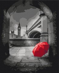 Фото Розмальовки за номерами Червона парасолька під Біг-Беном (BSM-B32893) від інтернет-магазину картин-розмальовок Sylarozumu.com.ua