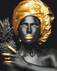Фото Картина по цифрам Екзотична краса із золотою фарбою (BS52874) (Без коробки) від інтернет-магазину картин-розмальовок Sylarozumu.com.ua