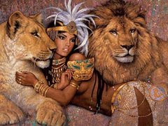Фото Алмазна мозаїка Цариця і леви My Art (MRT-TN564) від інтернет-магазину рукоділля Sylarozumu.com.ua