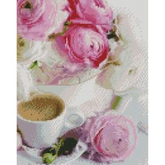 Фото Картина алмазна вишивка Троянди та кава Strateg (SR-HX437) від інтернет-магазину рукоділля Sylarozumu.com.ua