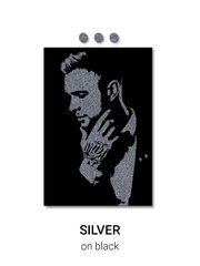 Портрет на замовлення фліп-флоп з блискітками, полотно 60x80 см срібло на чорному