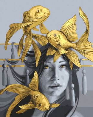 Фото Картина за номерами Золоті рибки (золоті фарби) (JX1106) (Без коробки) від інтернет-магазину картин-розмальовок Sylarozumu.com.ua