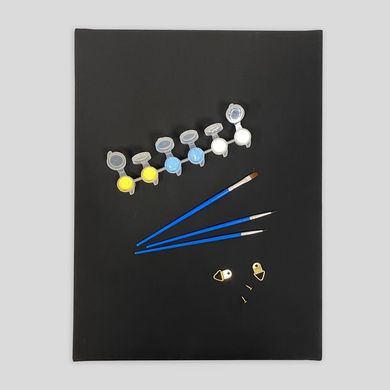 "Сімейні долоньки" Набір для створення відбитків на чорному підрамнику (жовта та блакитна фарба)