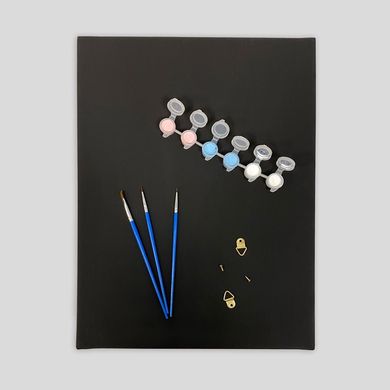 "Сімейні долоньки" Набір для створення відбитків на чорному підрамнику (рожева та блакитна фарба)