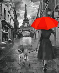 Фото Розмальовки за номерами З червоною парасолькою в Парижі (ANG630) (Без коробки) від інтернет-магазину картин-розмальовок Sylarozumu.com.ua