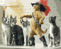 Фото Розмальовка по номерах Кіт у чоботях (NIK-T00078) від інтернет-магазину картин-розмальовок Sylarozumu.com.ua