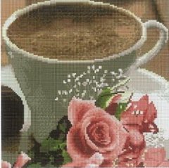 Фото Картина стразами Кава і троянди Алмазна мозаіка (DF306) від інтернет-магазину рукоділля Sylarozumu.com.ua