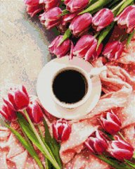 Фото Алмазна вишивка Тюльпани до кави BrushMe (DBS1047) від інтернет-магазину рукоділля Sylarozumu.com.ua