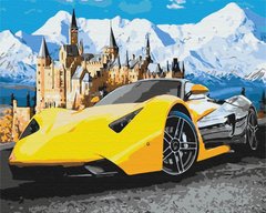 Фото Малювання по номерам Lamborghini біля замку (BSM-B28723) від інтернет-магазину картин-розмальовок Sylarozumu.com.ua