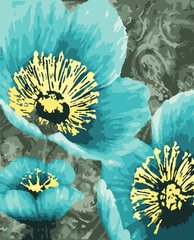 Фото Розмальовка по цифрам Блакитні квіти (з золотою фарбою) (ART-B-3301) Artissimo від інтернет-магазину картин-розмальовок Sylarozumu.com.ua