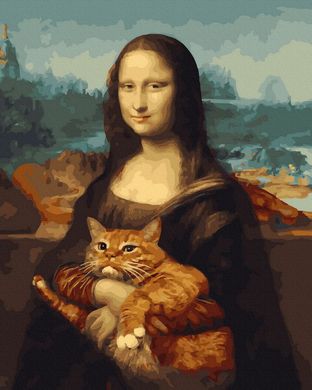 Фото Картина по номерам Монна Лиза с котом (ANG285) (Без коробки) от интернет-магазина картин-раскрасок Sylarozumu.com.ua