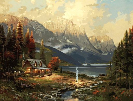 Фото Картина за номерами Будиночок в горах (BRM3409) від інтернет-магазину картин-розмальовок Sylarozumu.com.ua