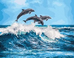 Фото Розмальовка для дорослих Дельфіни над водою (BK-GX26749) (Без коробки) від інтернет-магазину картин-розмальовок Sylarozumu.com.ua