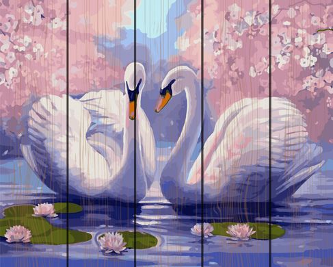 Фото Картина по номерам на дереве Пара лебедей (RA-GXT9009) от интернет-магазина картин-раскрасок Sylarozumu.com.ua