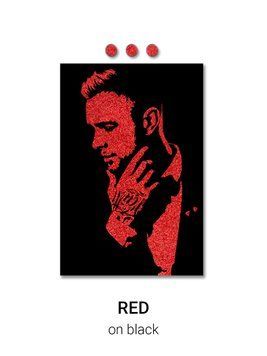 Флип-флоп портрет с блестками размером 40х60 см Red on black