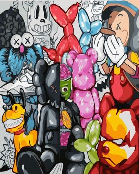 Фото Картина за номерами kaws x bearbrick (ANG649) (Без коробки) від інтернет-магазину картин-розмальовок Sylarozumu.com.ua