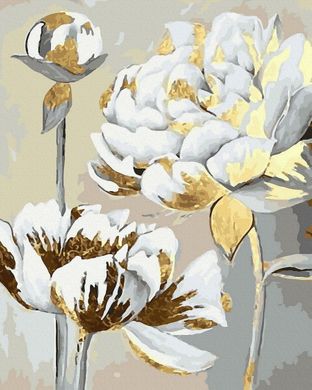 Фото Картина за номерами Білі піони (золоті фарби) (JX1048) (Без коробки) від інтернет-магазину картин-розмальовок Sylarozumu.com.ua