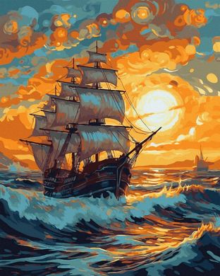 Фото Картина за номерами Корабель у променях сонця (NIK-N788) від інтернет-магазину картин-розмальовок Sylarozumu.com.ua