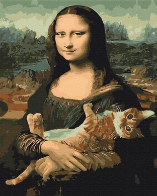 Фото Картина по номерам Мона Лиза с котом (BSM-B29098) от интернет-магазина картин-раскрасок Sylarozumu.com.ua