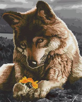 Фото Алмазная картина Волк и цветок (BGZS1078) от интернет-магазина картин-раскрасок Sylarozumu.com.ua