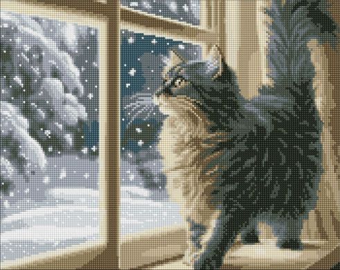 Фото Алмазна живопис Снігопад за вікном з голограмними стразами (AB) ©art_selena_ua Ідейка (AMO7801) від інтернет-магазину рукоділля Sylarozumu.com.ua
