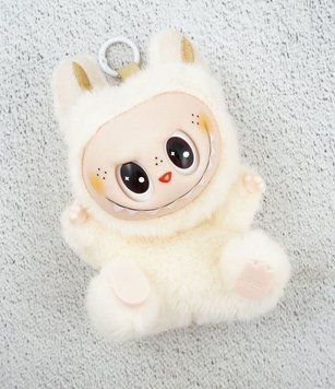 Игрушка фигурка-брелок Лабубу сидит Молочная В коробке на Sylarozumu.com.ua