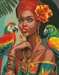 Фото Набор алмазной мозаики Африканская модница с голограммными стразами (AB) ©art_selena_ua Идейка (AMO7809, На подрамнике) от интернет-магазина рукоделия Sylarozumu.com.ua