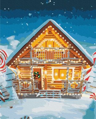 Фото Картина за номерами Казковий новорічний будиночок (BSM-B52782) від інтернет-магазину картин-розмальовок Sylarozumu.com.ua