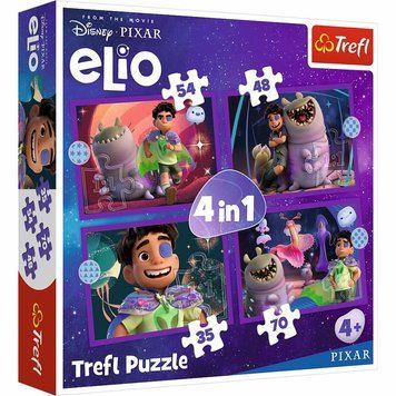 Пазли для дітей Trefl Disney Elio Позаземні місії 4 в 1 настільна гра &mdash; що в комплекті | Sylarozumu.com.ua