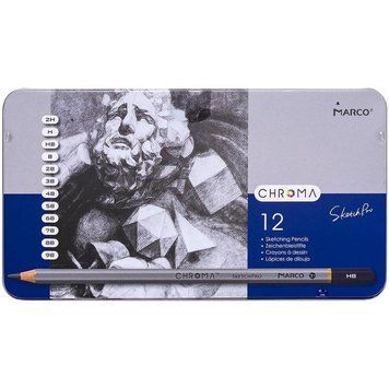 Набор графитных карандашей 8015-12TN Chroma (2H*9B) 12шт/уп, металлический пенал (1/12/72)