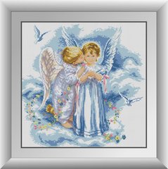 Фото Картина з страз Поцілунок ангелів (повна зашивання, квадратні камені) Dream Art (DA-30225) від інтернет-магазину рукоділля Sylarozumu.com.ua