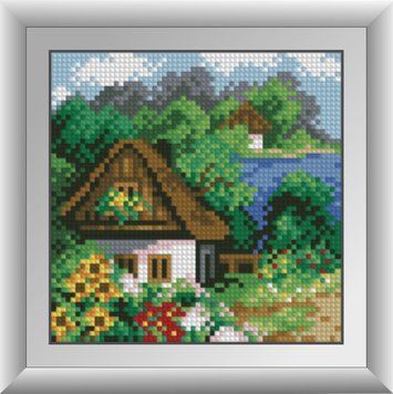 Фото Картина з страз Весняний будиночок (квадратні камені, повна зашивання) Dream Art (DA-30488) від інтернет-магазину рукоділля Sylarozumu.com.ua