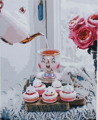 Фото Картина за номерами Солодке чаювання (SR-SY6844) Strateg (Без коробки) від інтернет-магазину картин-розмальовок Sylarozumu.com.ua