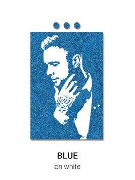 Флип-флоп портрет с блестками размером 40х60 см Blue on white