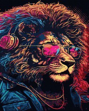 Фото BRM47377 Картина по номерам Лев-модник 40 х 50 см Rainbow Art от интернет-магазина картин-раскрасок Sylarozumu.com.ua