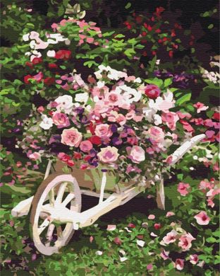 Фото Картина за номерами Садовий візок з квітами (BSM-B8847) від інтернет-магазину картин-розмальовок Sylarozumu.com.ua